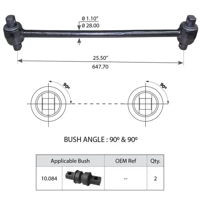 Fortpro Torque Rod with Bushing Compatible with Ford Trucks