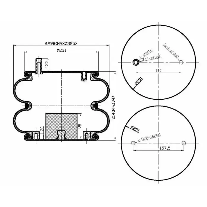 Double Convoluted Air Spring - 7403 Air Bag - Suspension