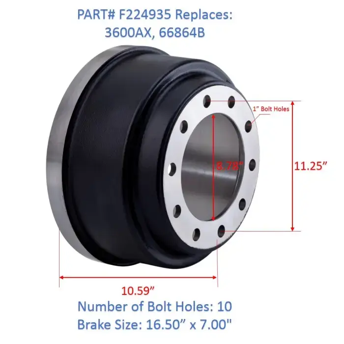 F 3600AX BRAKE DRUM BALANCED FOR BRAKE SIZE 16.5” X 7”- 3600A, 66864B, 3922X