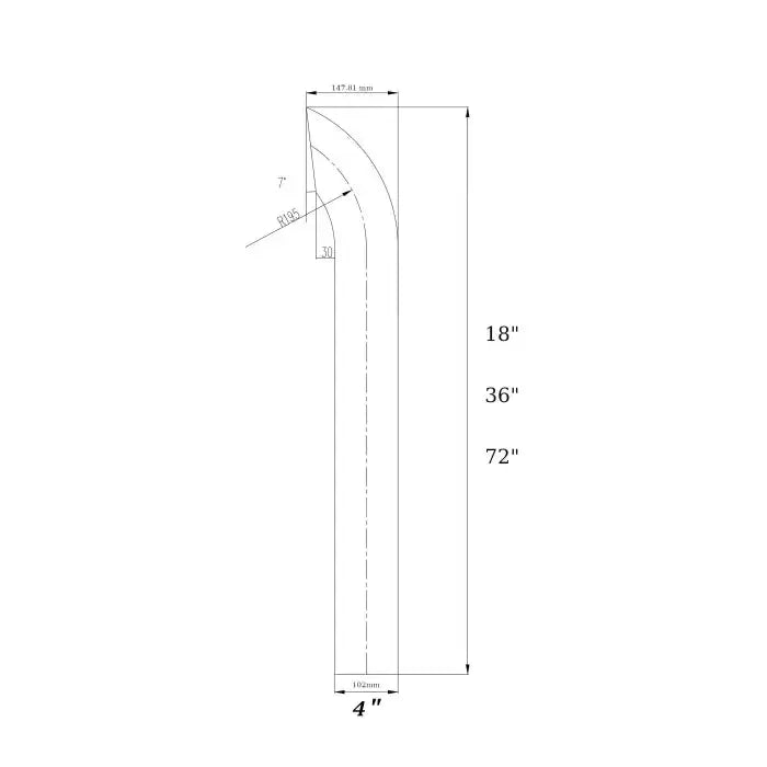 Fortpro 4x18 Curved Chrome Exhaust Stack Pipe with OD Bottom