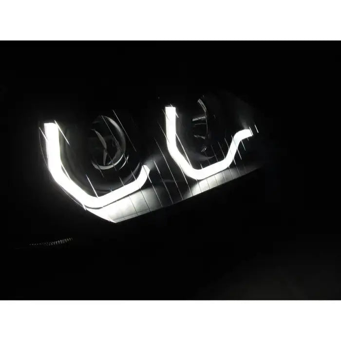 Fortpro Black Housing Projector Headlight with LED Light Bar