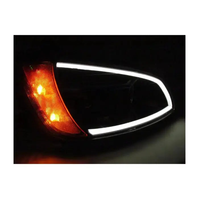 Fortpro Black Projector Headlights w/LED Bar & Signal for
