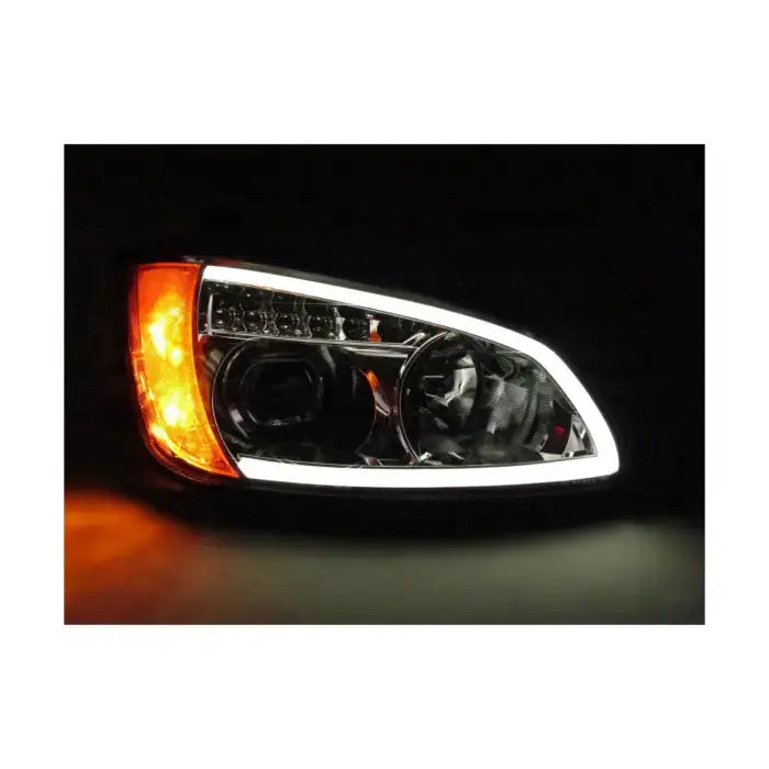 Fortpro Chrome Projector Headlights w/LED Bar & Signal For