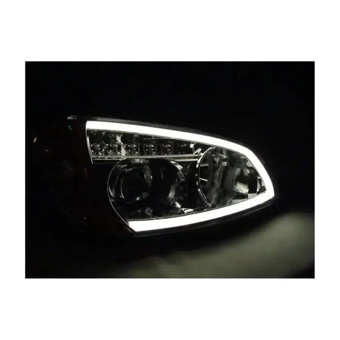 Fortpro Chrome Projector Headlights w/LED Bar & Signal for