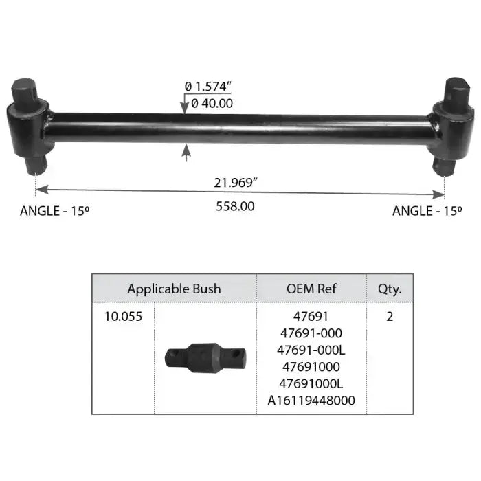 Fortpro Torque Rod with Bushing Compatible