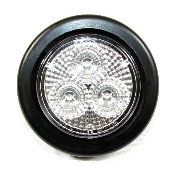 2 inch Round Marker Light 3 LED with Grommet - Clear - Red |