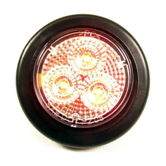 2 inch Round Marker Light 3 LED with Grommet - Clear - Red |