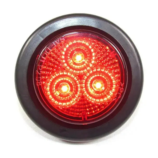 2 inch Round Marker Light 3 LED with Grommet - Colored - Red