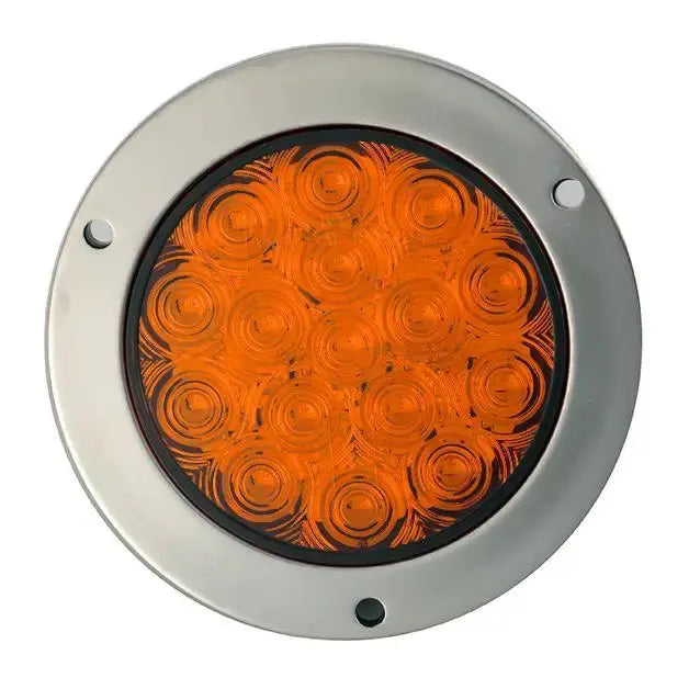 4” Round - 16 LED With Steel Flange Mounts - Amber -