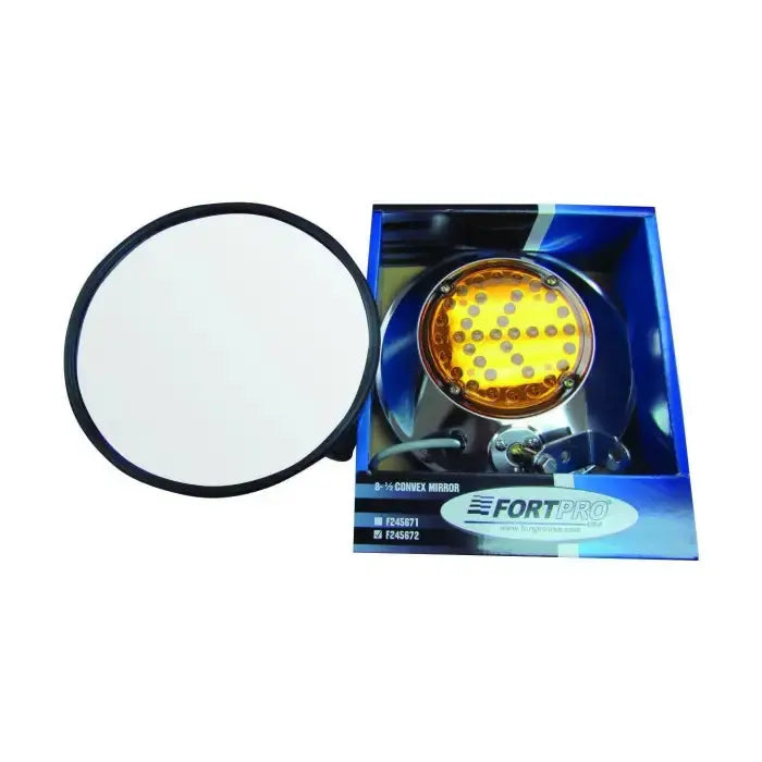 Fortpro 8 1/2 Convex Mirror Stainless Steel with LED Turn