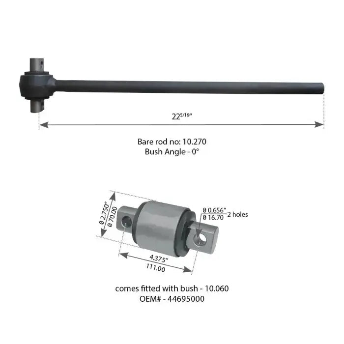 Fortpro Torque Rod with Bush Compatible with Hendrickson