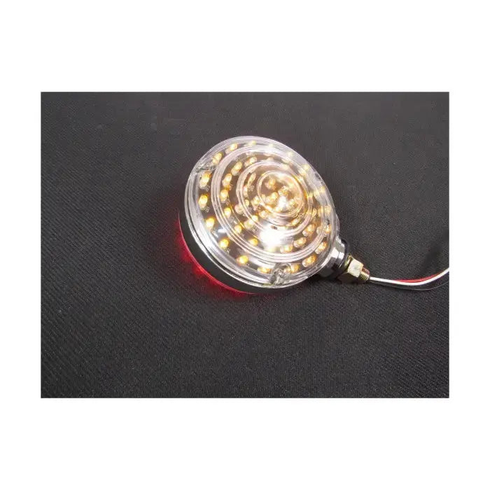 Round Lent Turn Signal Light 40 Red + 48 Amber LED - Clear |