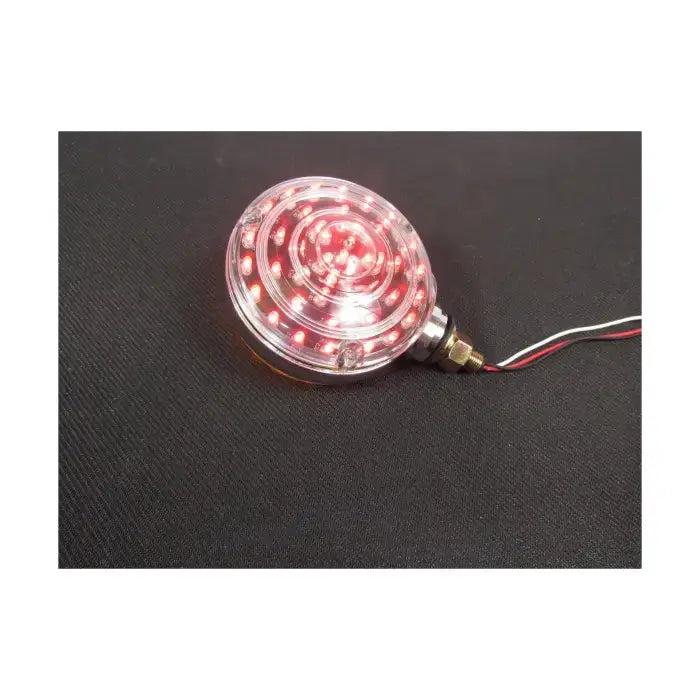 Round Lent Turn Signal Light 40 Red + 48 Amber LED - Clear |